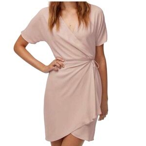 Babaton Wallace pink wrap dress short sleeve & flowy size L excellent condition